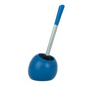 WENKO Porte Brosse WC Céramique Polaris Bleu foncé, Brosse WC Noir, Brosse WC remplaçable, 19x34,6x14,6 cm