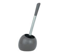 WENKO Porte Brosse WC Céramique Polaris Gris, brosse WC noir, brosse WC remplaçable, 19x34,6x14,6 cm