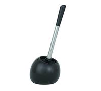 WENKO Porte Brosse WC Céramique Polaris Noir, Brosse WC Noir, Brosse WC remplaçable, 19x34,6x14,6 cm