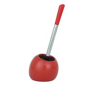 WENKO Porte Brosse WC Céramique Polaris Rouge, brosse WC noir, brosse WC remplaçable, 19x34,6x14,6 cm