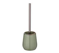 WENKO Porte brossee WC Mod. Sirmione | Ensemble WC design avec porte brosse céramique verte et accents cuivre | Brosse WC avec tête interchangeable | Ø 10,5 x H 40 cm | Céramique Vert Cuivre