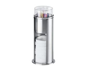 WENKO Porte Cotons-disques et Cotons-tiges Firenze Acier INOX Mat, Acier Inoxydable, 7.5 x 18 x 7.5 cm, Satiné