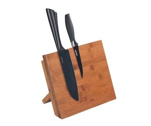 WENKO Porte couteaux magnétique Mod. Mesina | Support couteaux en bambou pour cuisine | Accès rapide avec aimants puissants | DIM (l x h x p) 23,5 x 21 x 13 cm | Marron foncé