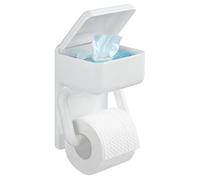 Wenko Porte Papier Toilette Mural WC 2en1, dérouleur Papier Toilette et Boite de Rangement, Plastique, 16x20x11 cm, Blanc