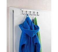 WENKO Porte Porte-manteau Crochet pour vêtements Porte Barre en acier inoxydable 5 crochets Asola