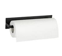 WENKO Porte-rouleau magnétique Ima, support pour rouleau essuie-tout, en métal thermolaqué, noir, fixation sans perçage grâce à l'aimant ou la bande adhésive fournie, 30 x 6,5 x 6 cm