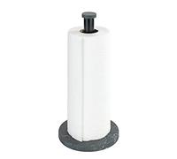 WENKO Porte-Rouleau pour Papier Cuisine Marbre, Support sur Pied au visuel élégant marbré pour la Cuisine, Fond en Plastique et Tige métallique Noire, (l/p x h) : Ø 15 x 32 cm, Noir