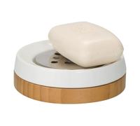 WENKO Porte-savon Bambou céramique - porte savon, Céramique, 11.5 x 3.8 x 11.5 cm, Blanc