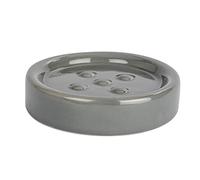 WENKO Porte Savon céramique Polaris, Porte Savon Rond, Gris, ø11 x 2.5 cm