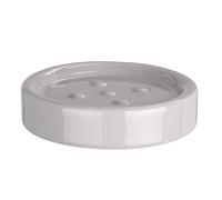 WENKO Porte Savon céramique Polaris, Porte Savon Rond, Gris Pastel, ø11 x 2.5 cm