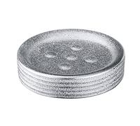 WENKO Porte Savon céramique Polaris, Porte Savon Rond, Juwel chromé, ø11 x 2.5 cm