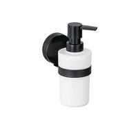 Wenko Distributeur de savon mural Pavia – 220 ml, sans perçage Static Loc Plus, Blanc/Noir mat