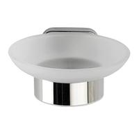 WENKO Porte-Savon Mezzano, Porte-Savon pour Le Rangement du Savon à Main, avec Coupe à Savon en Verre satiné, Support en Acier INOX Brillant de qualité supérieure, 11 x 5,5 x 13 cm