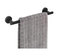WENKO Porte Serviette Mural Bosio, Barre Porte Serviette Murale Fixation Murale Inclus, Acier Inoxydable, 40x5,5x7 cm, Noir Mat