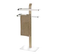 WENKO Porte Serviette Salle de Bain sur Pied Samona Nature, chromé - Bois, 40,5x79,5x21,5 cm