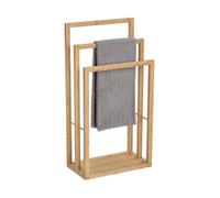 WENKO Porte Serviette sur pied Salle de Bain BAMBUSA | Sèche-serviettes 3 barres | Support Serviette en Bambou | 42,5 x 86 x 23,5