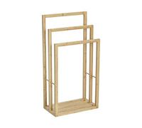 WENKO Porte-Serviettes Bambusa, sèche Serviettes Triple sur Pied en Bambou Robuste pour l'organisation des Serviettes, l x h x p : 42,5 x 86 x 23,5 cm, Bois Naturel