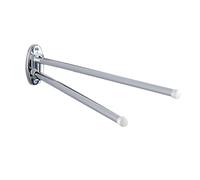 WENKO Porte-Serviettes Basic Round Acier INOX - 2 Bras orientables et arrondis, Acier Inoxydable, 4.5 x 9.5 x 41 cm, Brillant