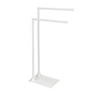 WENKO Porte-serviettes Hella, porte-serviettes sur pied, 2 bras, pour la salle de bains et les pièces à vivre, portemanteau, acier laqué, blanc mat