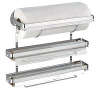 WENKO Porte sopalin mural sans percer, avec dérouleur papier alu et film alimentaire, fixation sans perçage Magic-Loc®, Métal