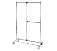 WENKO Porte-vêtements Profissimo - réglable en Hauteur, 4 roulettes, Métal chromé, 116 x 188 x 49 cm, Chromé