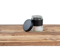 WENKO Pot de conservation en verre Boga, contenance 400 ml, boîte Black Outdoor Kitchen avec couvercle en plastique à visser en acier inoxydable et verre, pour conserver des condiments, Ø 9 x 10,5 cm