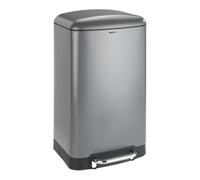 WENKO Poubelle 30L Studio, poubelle cuisine à pédale avec frein de chute ""Easy Close"", Acier - Plastique, 34x61x32,5 cm, gris -