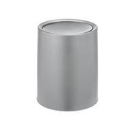 WENKO Poubelle à couvercle basculant Atri, 6 litres, poubelle salle de bain à couvercle en plastique et seau intérieur, housse pour des sacs poubelle invisibles, (L/P x H) : Ø 21 x 25,5 cm, gris