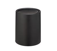 WENKO Poubelle à couvercle basculant Atri, 6 litres, poubelle salle de bain à couvercle en plastique et seau intérieur, housse pour des sacs poubelle invisibles, (L/P x H) : Ø 21 x 25,5 cm, noir