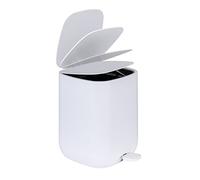 WENKO Poubelle à pédale Design Davos, Fermeture avec Frein de Chute Easy Close, Petite Poubelle Salle de Bain capacité 6,5L, Plastique Exempt de BPA, 23,5x26 x 27,5 cm, Blanc Mat