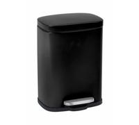 WENKO Poubelle à pédale design Leno avec frein de chute ""easy close"", petite poubelle salle de bain capacité 5L, Acier Inox, noir