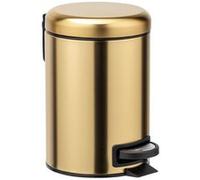 WENKO Poubelle cosmétique à pédale Leman Or Mat | Anti Trace | 3 litres | Petite Poubelle pour Salle de Bain avec Support à Sacs Poubelle intégré | Acier Vernis, Finition Mat | 17 x 25 x 22,5cm
