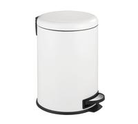 WENKO Poubelle à pédale Leman, Fermeture système Easy Close, Poubelle 20L, Acier INOX, Blanc Mat, 30,5 x 44 x 37,5 cm