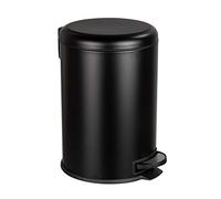 WENKO Poubelle à pédale Leman, fermeture système "easy close", poubelle 20L, Acier Inox noir mat, 30,5 x 44 x 37,5 cm