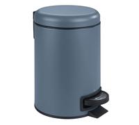 WENKO Poubelle à pédale Leman, Petite Poubelle Salle de Bain idéale pour les WC, le bureau, petite poubelle design d'une capacité de 3L, Acier, 17x25x22.5 cm, Bleu Gris Mat