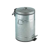 WENKO Poubelle à pédale New York Easy Close - abaissement automatique, aspect tôle zinguée Capacité: 12 l, Métal, 25.5 x 42 x 25.5 cm, Mat