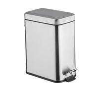 WENKO Poubelle à pédale Square Aspect Mat Acier INOX - Poubelle cosmétique à pédale Capacité: 5 l, Acier Inoxydable, 14 x 29.5 x 28 cm, Satiné