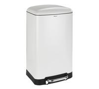 WENKO Poubelle 30L Studio, poubelle cuisine à pédale avec frein de chute ""Easy Close"", Acier - Plastique, 34x61x32,5cm, blanc -