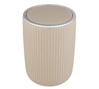 WENKO Poubelle avec couvercle basculant Agropoli L beige 5,5 litres | pour salle de bain, poubelle en plastique de haute qualité et à la surface structurée | sans BPA | d19 x 27 cm | beige