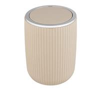 WENKO Poubelle avec Couvercle basculant Agropoli S Beige 2 litres | pour Salle de Bain, Poubelle en Plastique de Haute qualité et à la Surface structurée | sans BPA | 14,5 x 20 cm | Beige