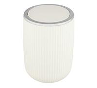 WENKO Poubelle avec couvercle basculant Agropoli S blanc crème, 2 litres, poubelle pour salle de bain, poubelle en plastique de haute qualité et à la surface structurée, sans BPA, Ø 14,5 x 20 cm