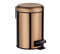 WENKO Poubelle cosmétique à pédale Leman cuivre métallique | Anti trace | 3 litres | Petite poubelle pour salle de bain avec support à sacs poubelle intégré | Acier vernis, finition mat | 17x25x22,5cm