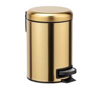 WENKO Poubelle cosmétique à pédale Leman Or Mat | Anti Trace | 3 litres | Petite Poubelle pour Salle de Bain avec Support à Sacs Poubelle intégré | Acier Vernis, Finition Mat | 17 x 25 x 22,5cm