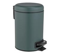WENKO Poubelle cosmétique à pédale Leman vert foncé, contenance 3 litres, petite poubelle pour salle de bain avec support à sacs poubelle intégré, en acier vernis, finition mate, 17 x 25 x 22,5 cm