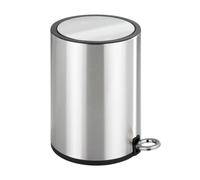 WENKO Poubelle cosmétique Mod. Monza | Poubelle salle de bain inox avec abattant doux | Poubelle 3L pour salle de bain | Acier inoxydable brillant | DIM (l x h x p) 18,5 x 25,5 x 24,5 cm