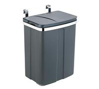 WENKO Poubelle de porte 12 gris - Poubelle d'armoire, poubelle de cuisine Capacité: 12 l, Polypropylène, 26 x 34 x 17 cm, Gris