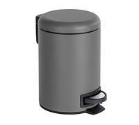 WENKO Poubelle Mod. Leman pour Salle de Bain et WC | Poubelle cosmétique en Acier avec Fonction de pédale | Capacité 3 litres | Dimensions 17 x 25 x 22,5 cm | Couleur Gris élégant