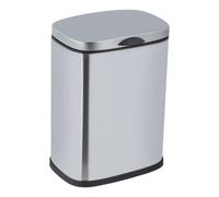 WENKO Poubelle murale pour salle de bain Mod Sare 3 L, poubelle avec couvercle et système Easy-Close, en acier inoxydable avec traitement anti-traces de doigts, fixation sans perçage, argent mat