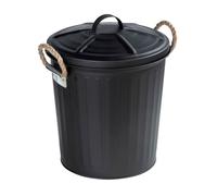 WENKO Poubelle Salle de Bain design Gara, petite poubelle salle de bain capacité 6L, acier, 24x28,5x23 cm, noir