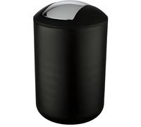 WENKO Poubelle Salle de Bain, Mini Poubelle Salle de Bain, couvercle basculant, Brasil L, capacité 6,5L, plastique PET, Noir